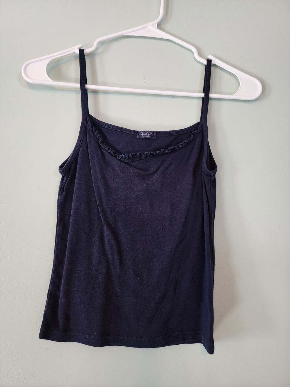 ​Coquette Indiesleaze John Galt Navy Blue Ruffle Lace Trim Cami Tank Top